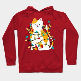 Kitty Tangled In Christmas Lights Hoodie